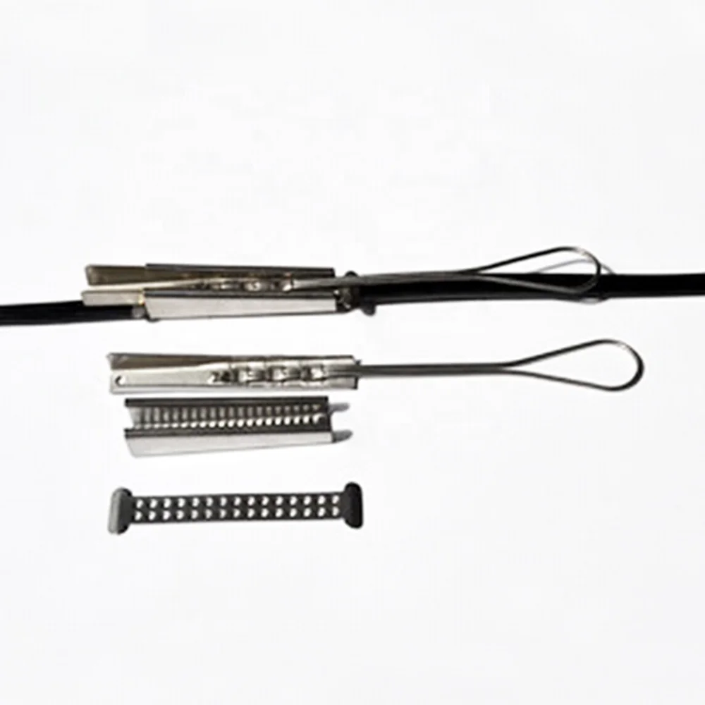 2 Pair Telecom ftth fiber optic tension Stainless Steel Drop Wire Clamp for Aerial Cable