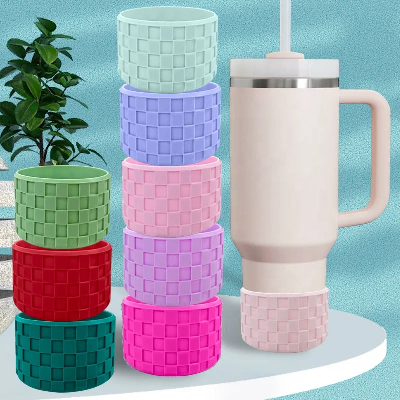 3D Checked Texture Silicone Sleeves Tumbler Bumpers NEW Pearl Metallic Chameleon Era 40oz Dark Aura Silicone Boots