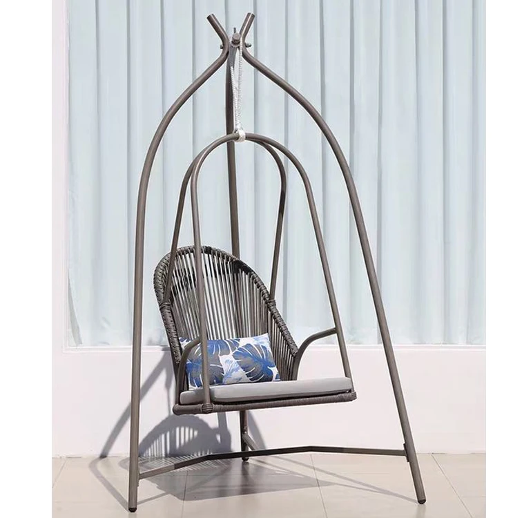Hot Sell Aluminum Frame PE Rope Outdoor Furniture Swing Hanging Basket Chair