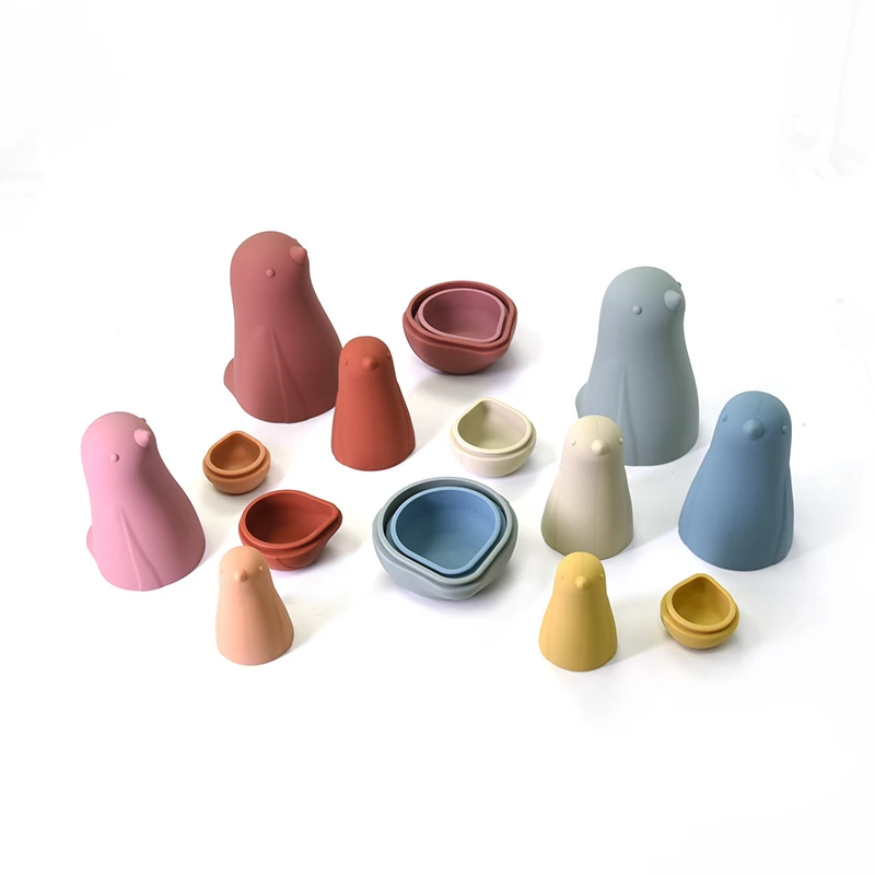 Wosilicone Bird Nesting Doll BPA-free Silicone Stacking Toys for Kids Russian Matryoshka for Boys Girls Birthday Gifts