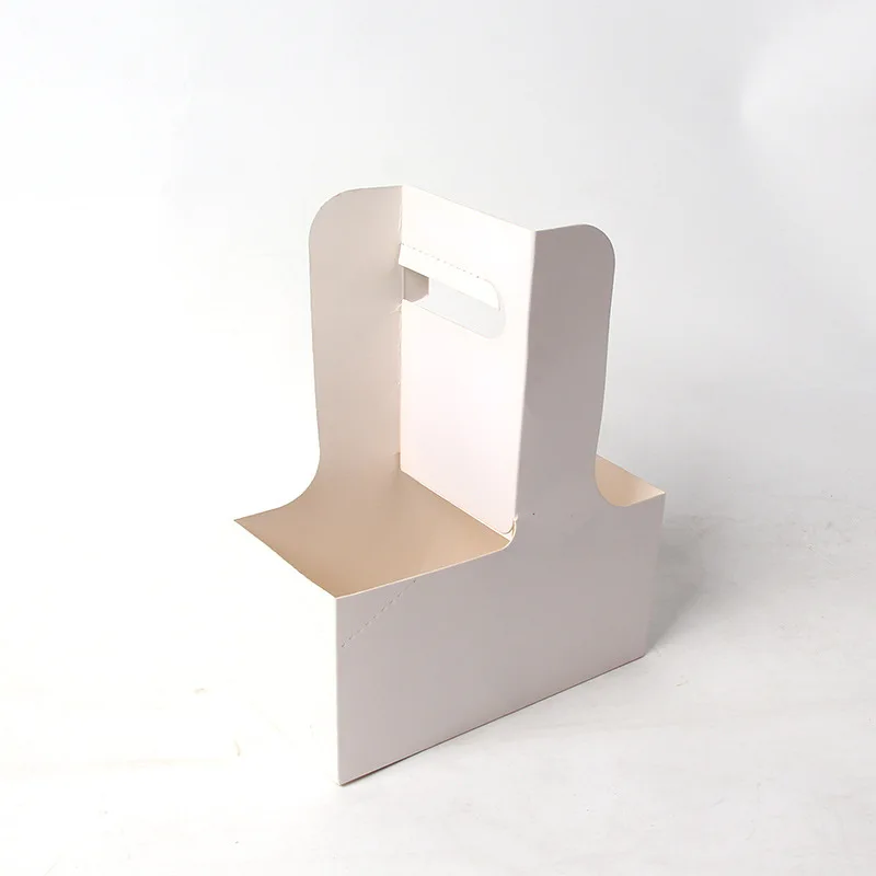 Disposable Kraft Paper Handheld Holder Coffee Milk Tea Takeaway Paper Holder Two  Takeaway Cup Holder Print Logo