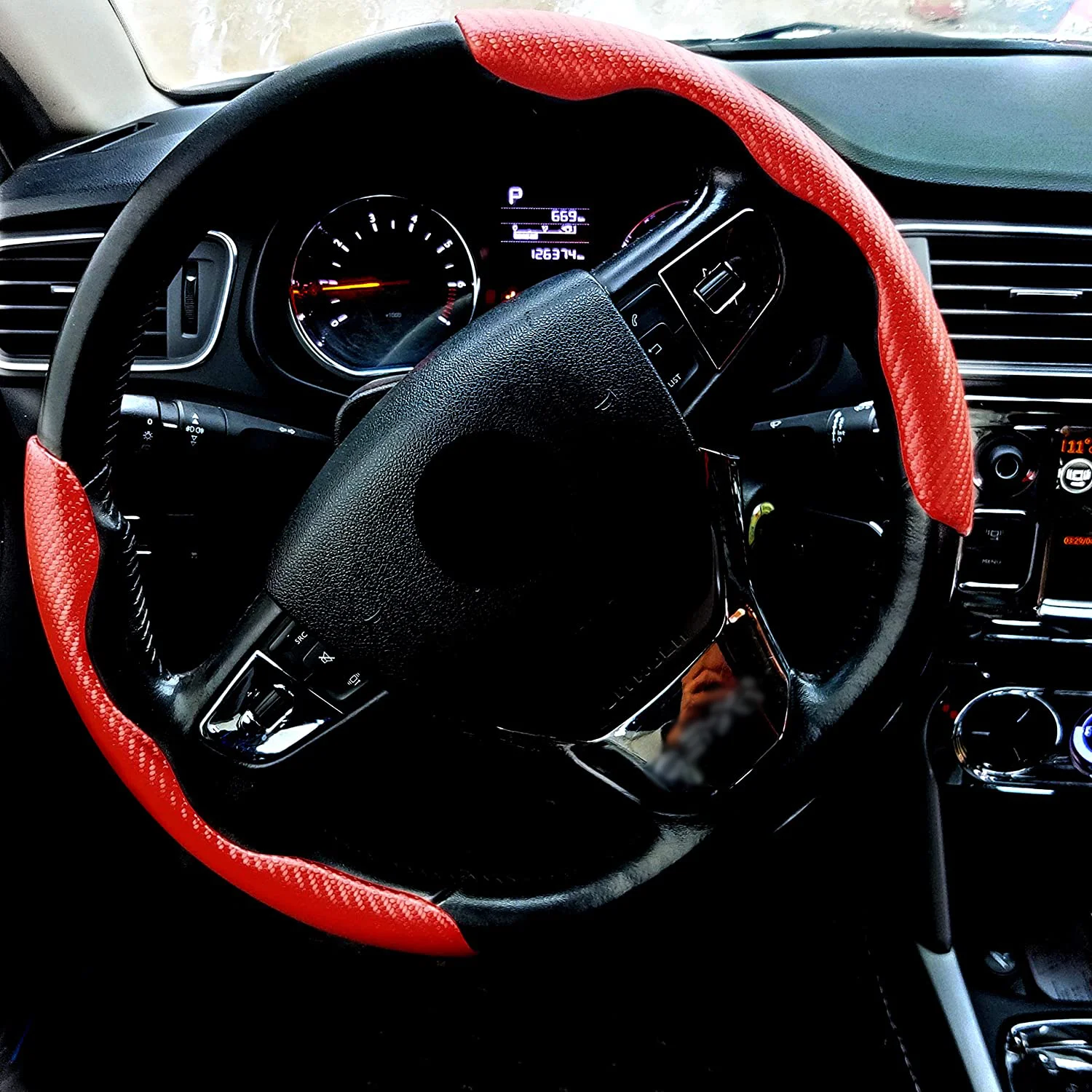 customization Black Anti-Slip Segmented Steering Wheel Protector Universal Carbon Fiber Steering Wheel Cove