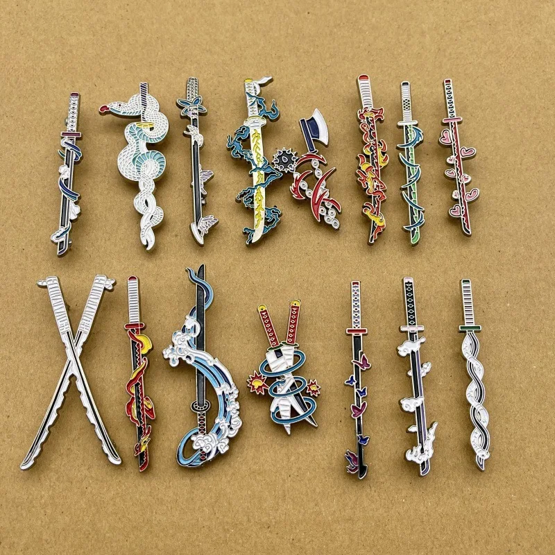 Hot Selling Japanese Anime Demon Slayer Soft Enamel Pin Ghost Killing Sword Metal Badge In Stock