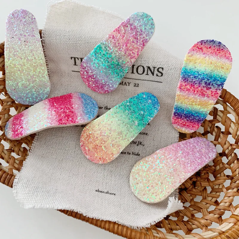 CLARMER Fashion New Simple Hair Accessories BB Hair Clip Girl Heart Rainbow Sequin Glitter Hair Clip