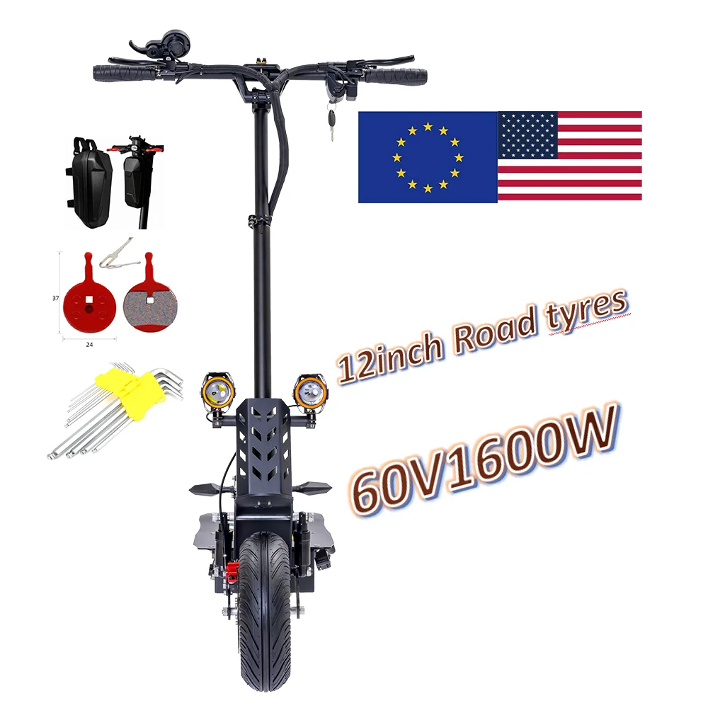 Высокомощный внедорожный двухколесный 3200w escooter E Scooter электрический сложенный скутер 1600w 60v 5600w двойной мотор