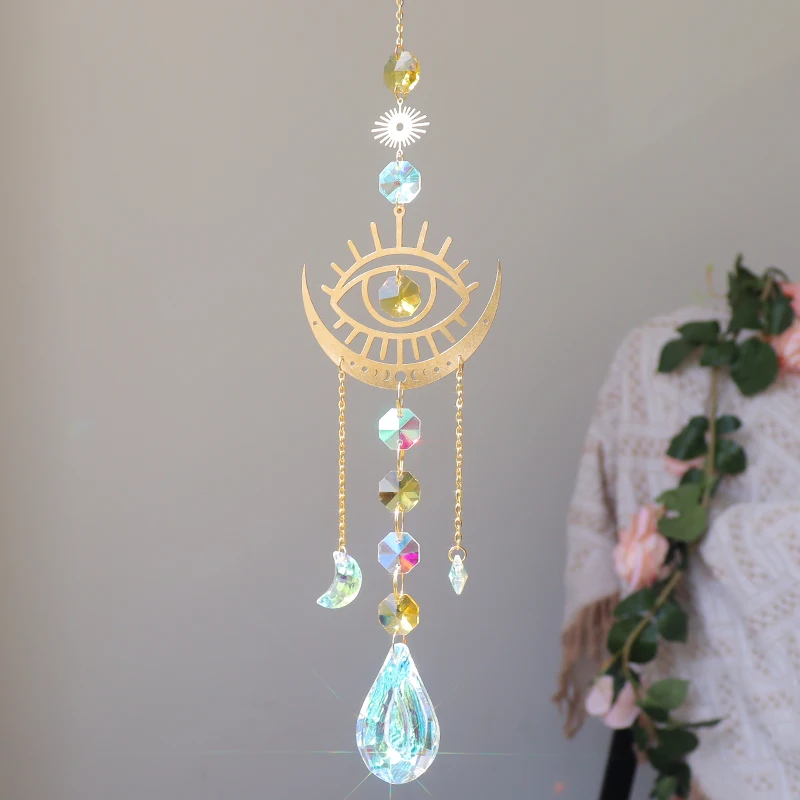 Wholesale Metal Evil Eye Suncatcher Wall Hanging Rainbow Maker Alloy Decoration sun catcher