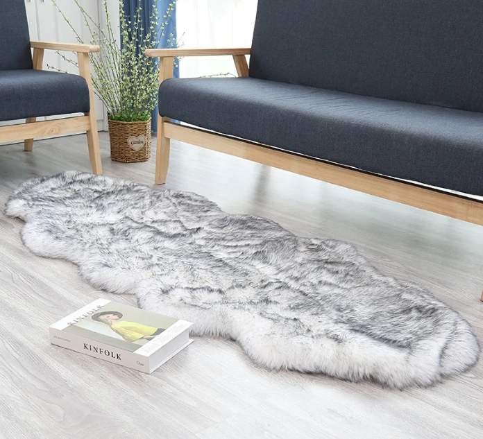 High Quality Tie Dyed Acrylic Mixed Polyester Yarn Long Pile Faux Sheepskin Rug
