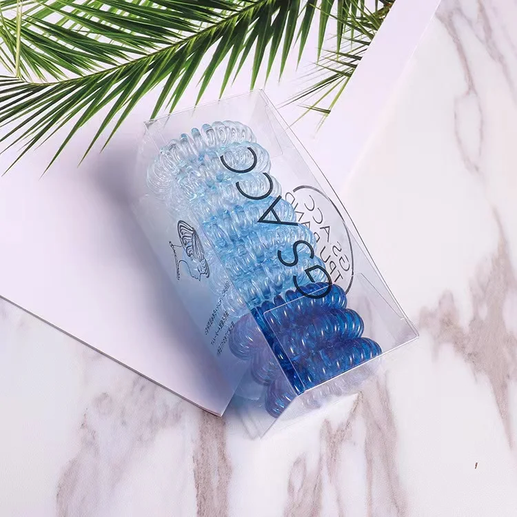 Telephone Wire Hair Ties Gradient Colorful Elastic Plastic Hair Rubber Bands Spiral Scrunchies Hair Accessories For Women Girl