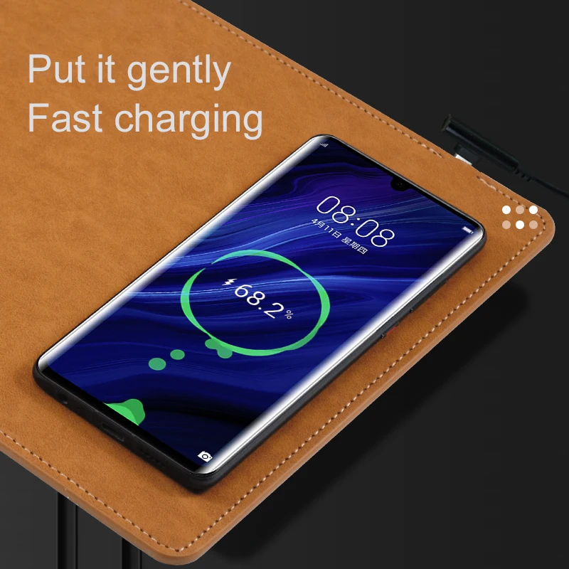 Factory wireless charger mouse pad OEM 2 In 1 PU Leather 10W Fast Charging Qi Wireless Charger Mouse Pad for Mobile Phone