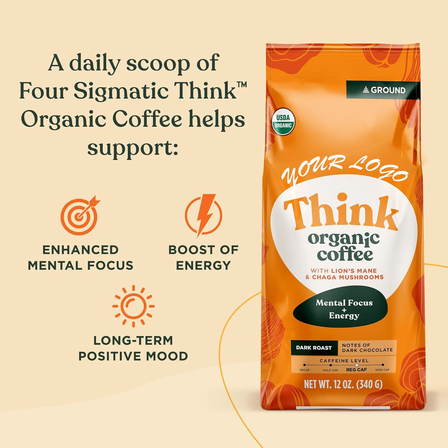 Private Label Organic Instant Organic Mushrooms Blend Coffee Powder Reishi Lions Mane Coffee