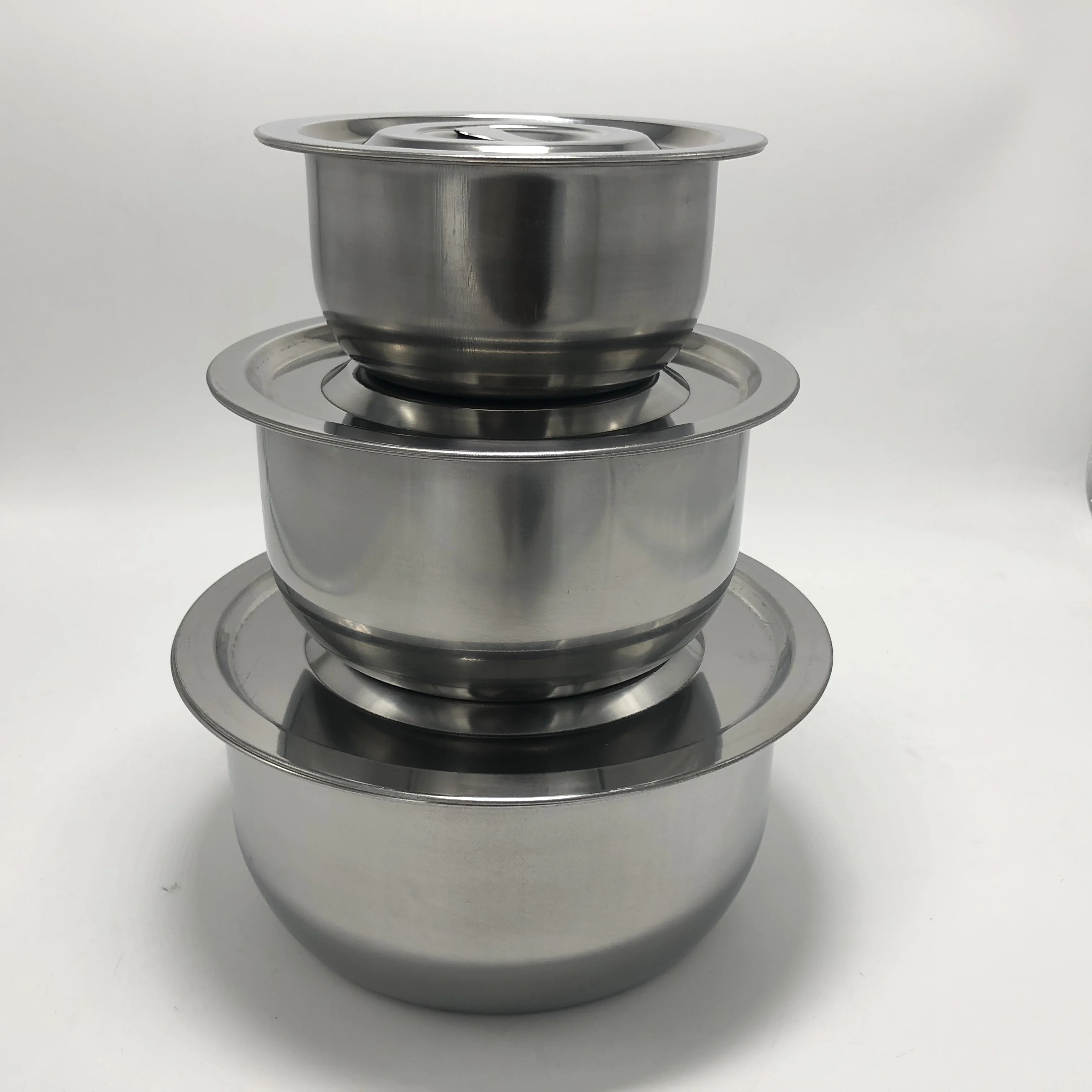 Cheap Multicolored 3pcs Stainless Steel Ware Stock Pot Top with Lid Food Container Set