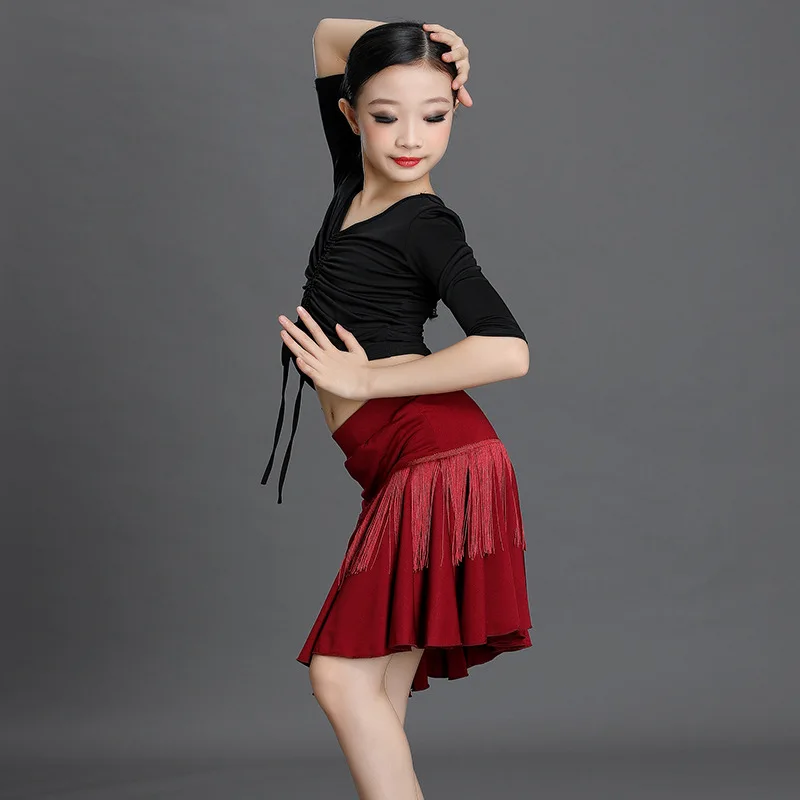 New Latin Dancewear with Fringe girls Professional Latin Dance Practice and Performance Wear