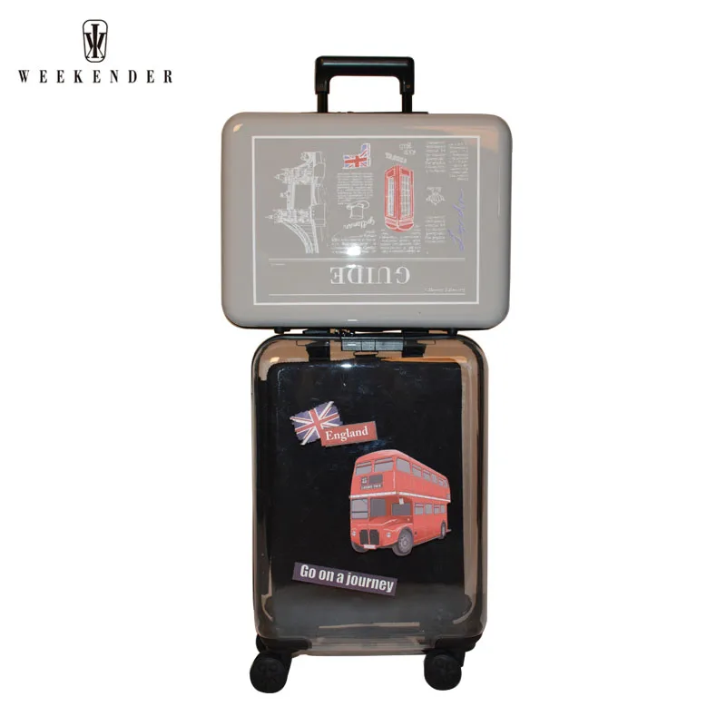 Прозрачный чемодан для багажа с УФ-печатью