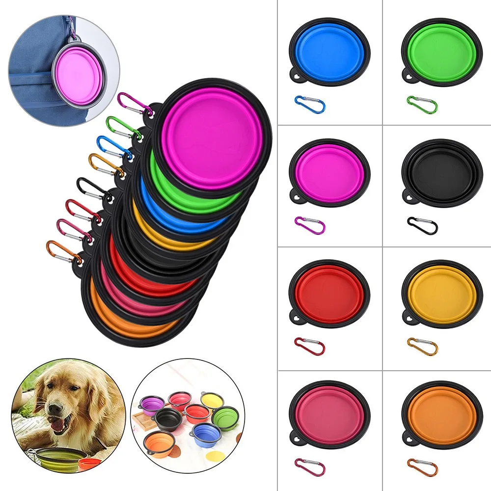 Dog Bowl Foldable Silicone Pet Cat Dog Food Water Feeder Travel Portable Feeding Bowls Puppy Doggy Food Cont