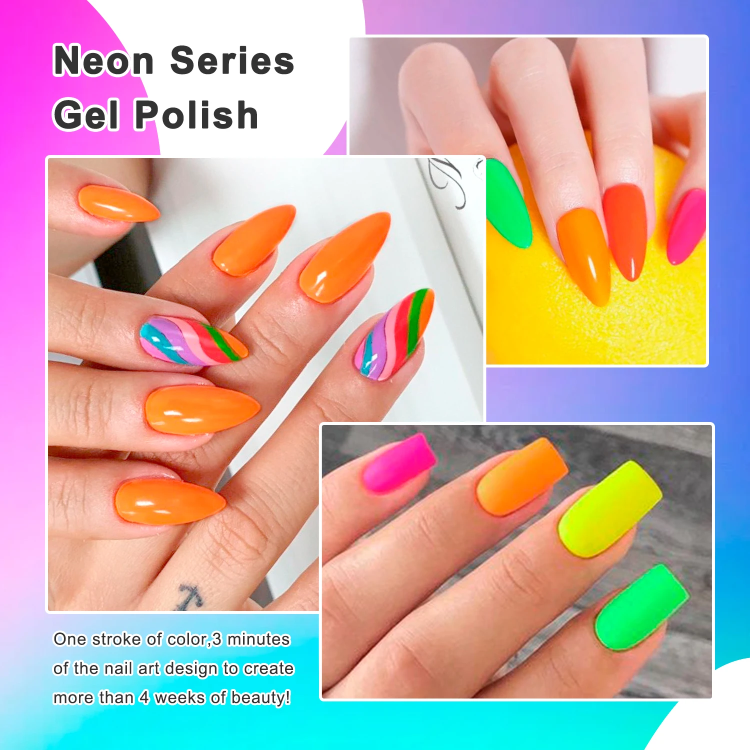 48 Color Set Neon Color Uv Gel Nail Polish Set Customized Bottle Package Nail Products Salon Gel Nails Gel Polish