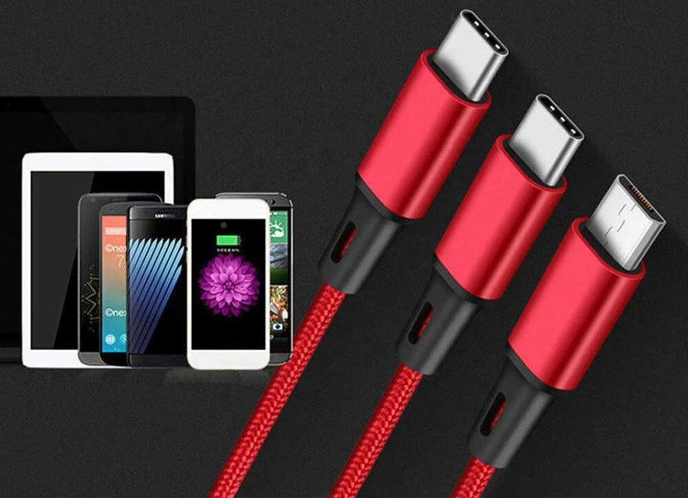  Предоставление образца нейлонового зарядного кабеля А кабель Micro USB 3 в 1 зарядный для