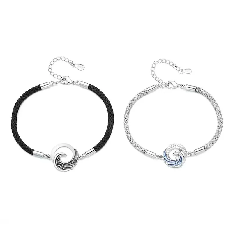 2pcs/Set Milan Rope Couple Rope Chain Bracelets for Women Men Silver Phoenix Pendent Couple Bracelet