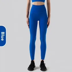 TikTok 2022 Custom High End Nude LuLu Yoga Pants High Waist Stretch Workout Running Hip Lift Women Seamless Yoga Leggings
