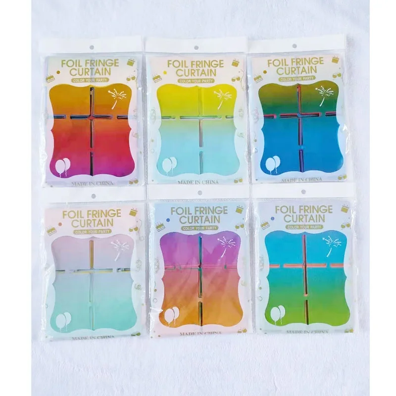 2021 new party decoration backdrop 1m*2m gradient square foil fringe curtain with individual packaging for party