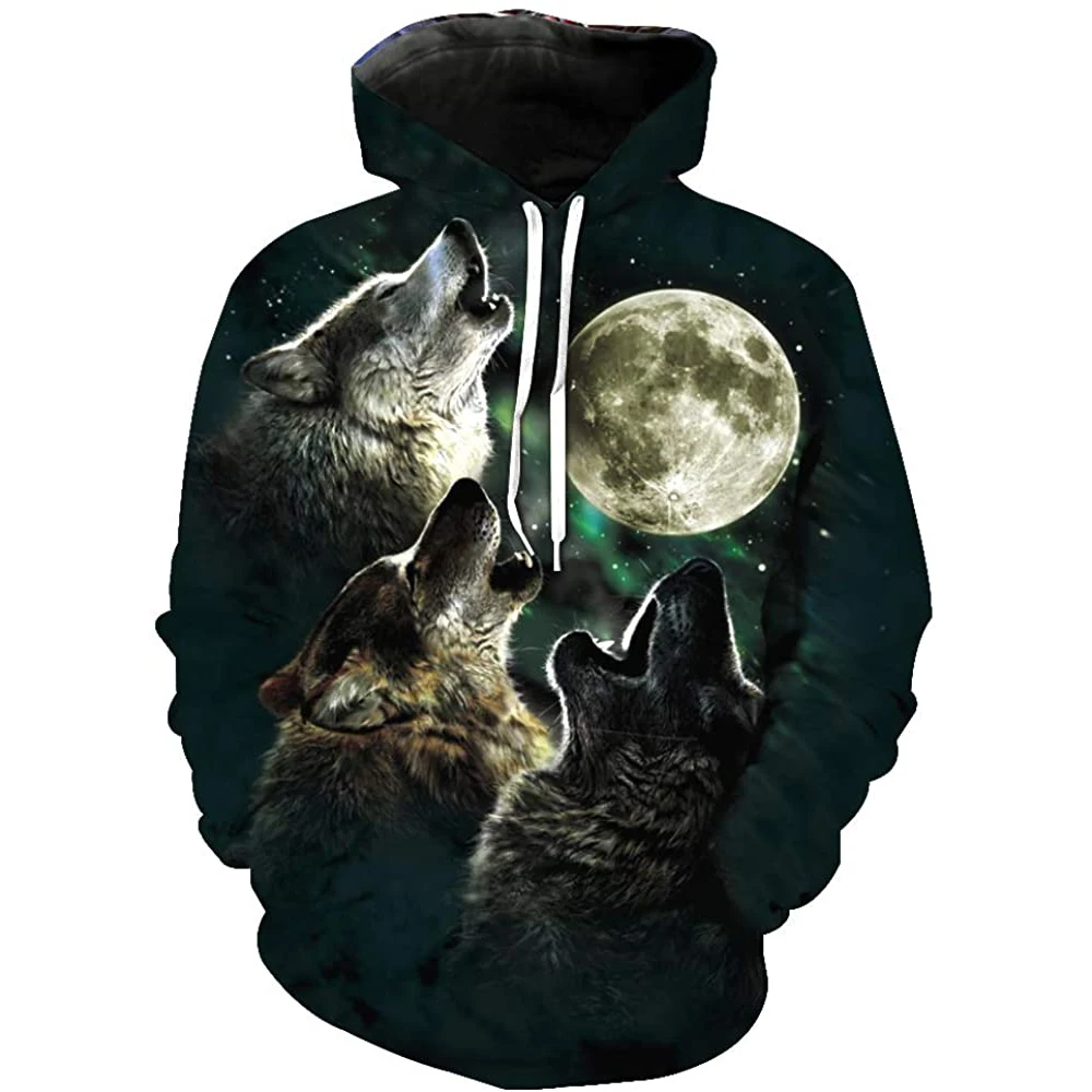 Cailian Прямая поставка на заказ с принтом головы волка унисекс 3D новинка мужские толстовки