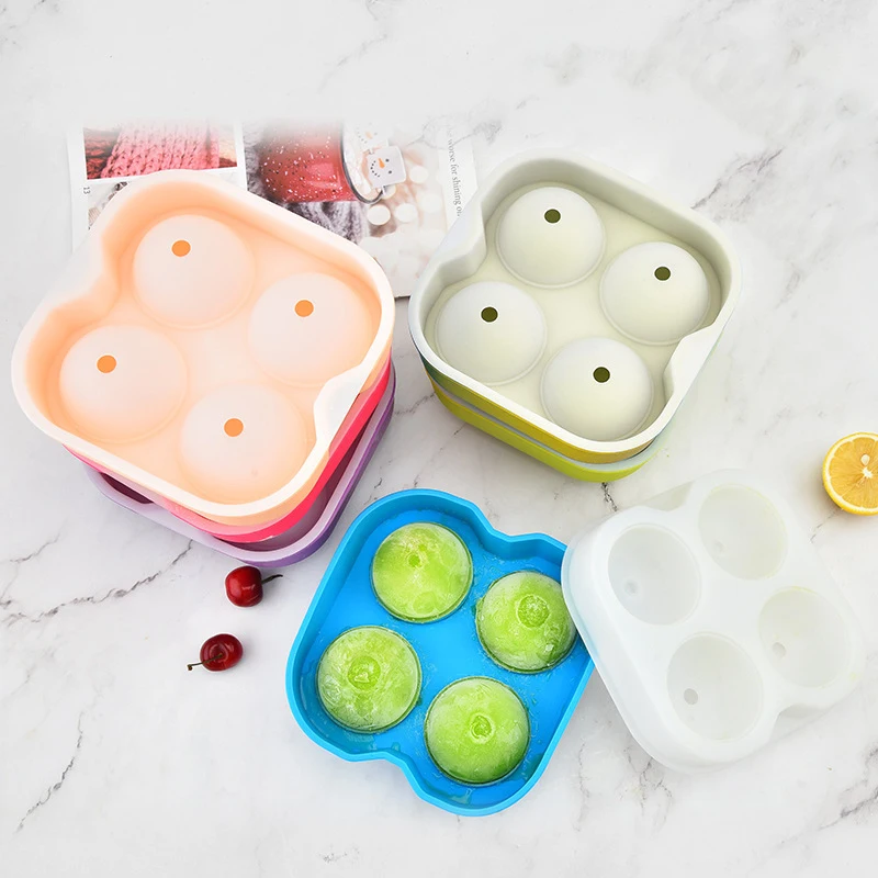 Cheap BPA Free Large Round Ice Cube Model Trays With Lid Big Ball Silicone  Molds For Whiskey