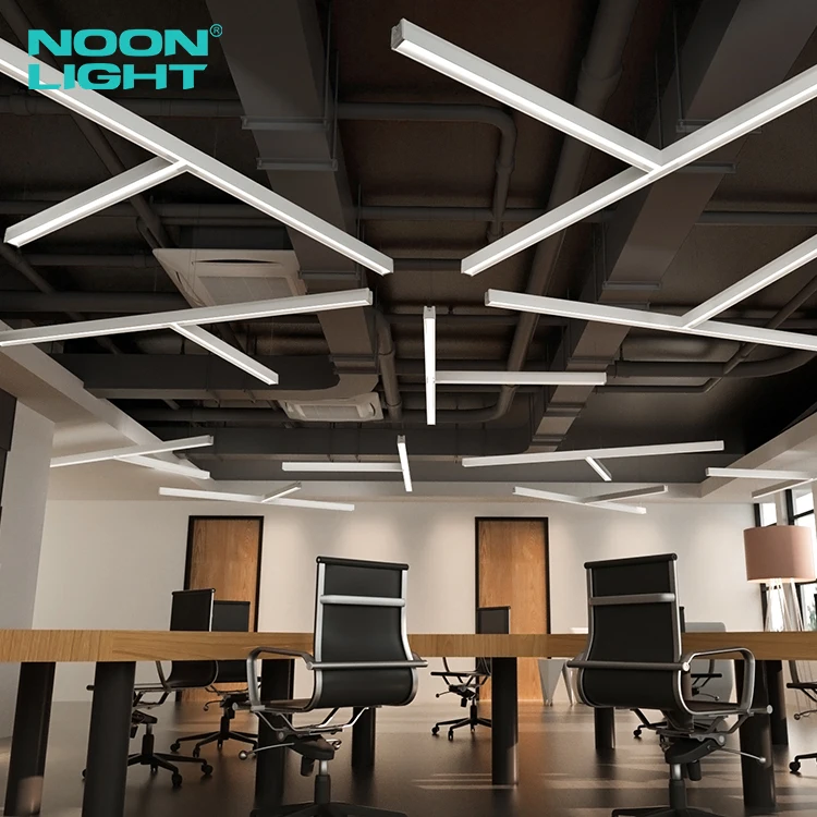 Hot Sale Aluminum Smd2835 Factory Warehouse Office Profile Led Pendant Lighting 4cct Dimmable Ceiling Hanging Linear Light