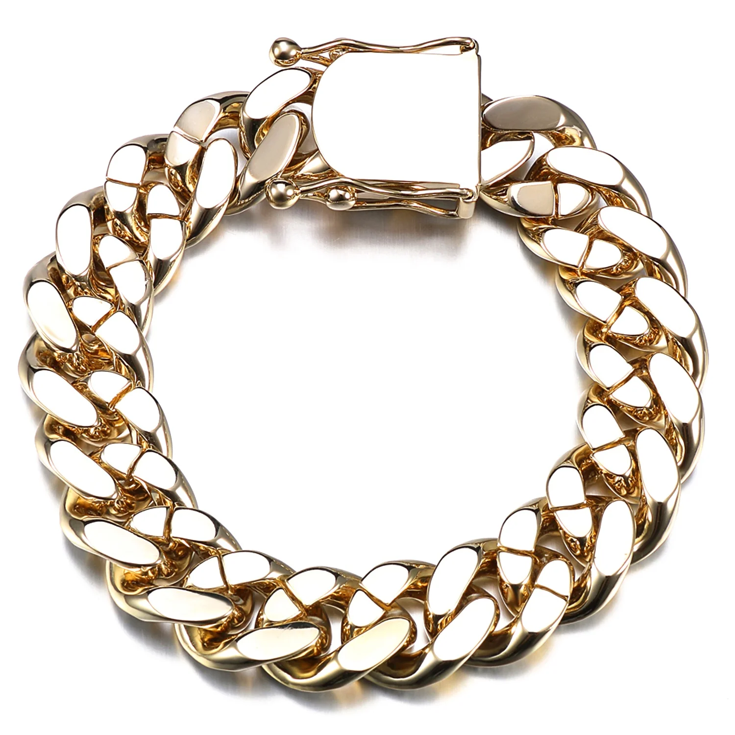 Jasen Jewelry  hot selling Rainbow Oval Pattern cuban Key Chain Bracelet For Hip Hop style  for man