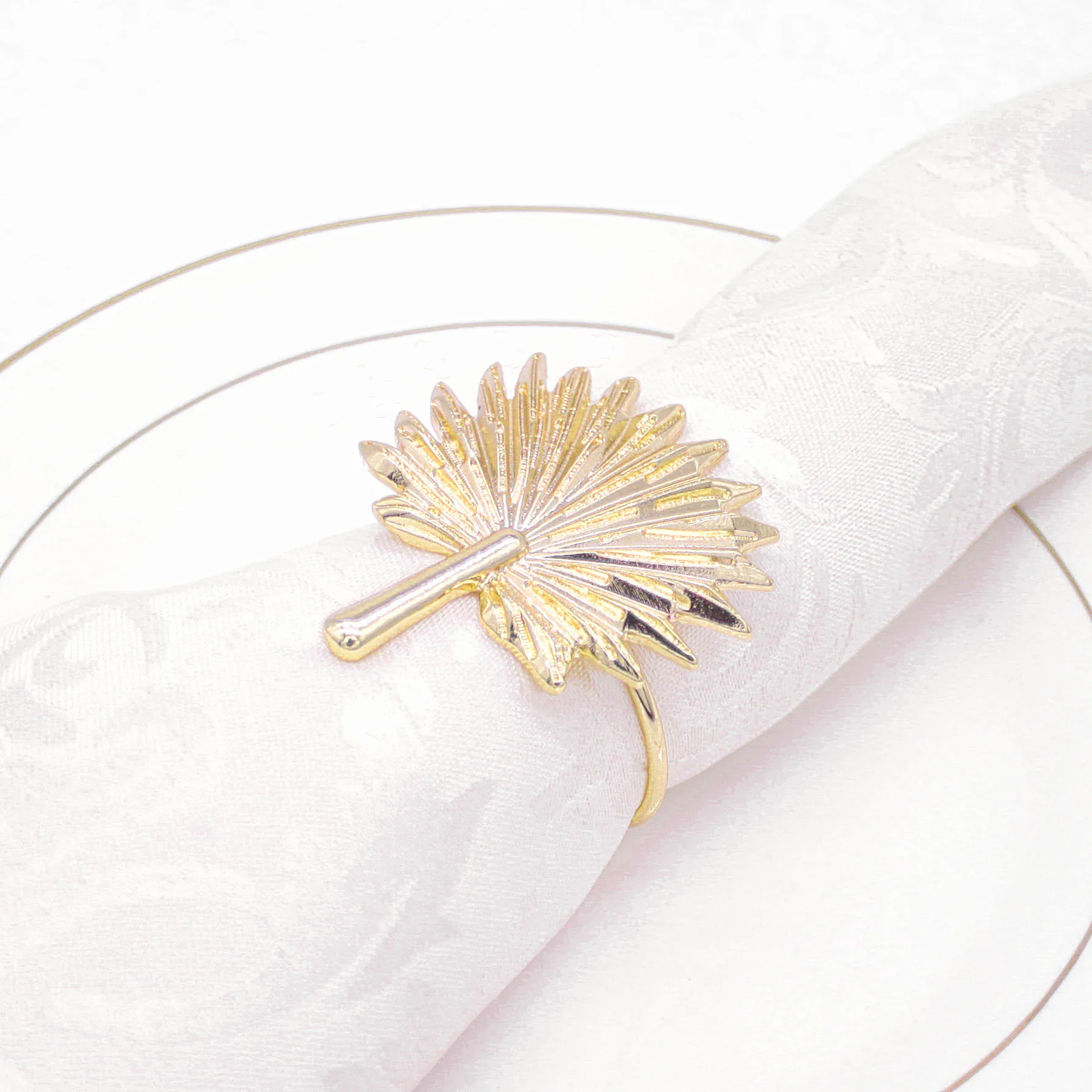 Antique fall table accessories gold metal leaf napkin rings holder for thanksgiving decoration