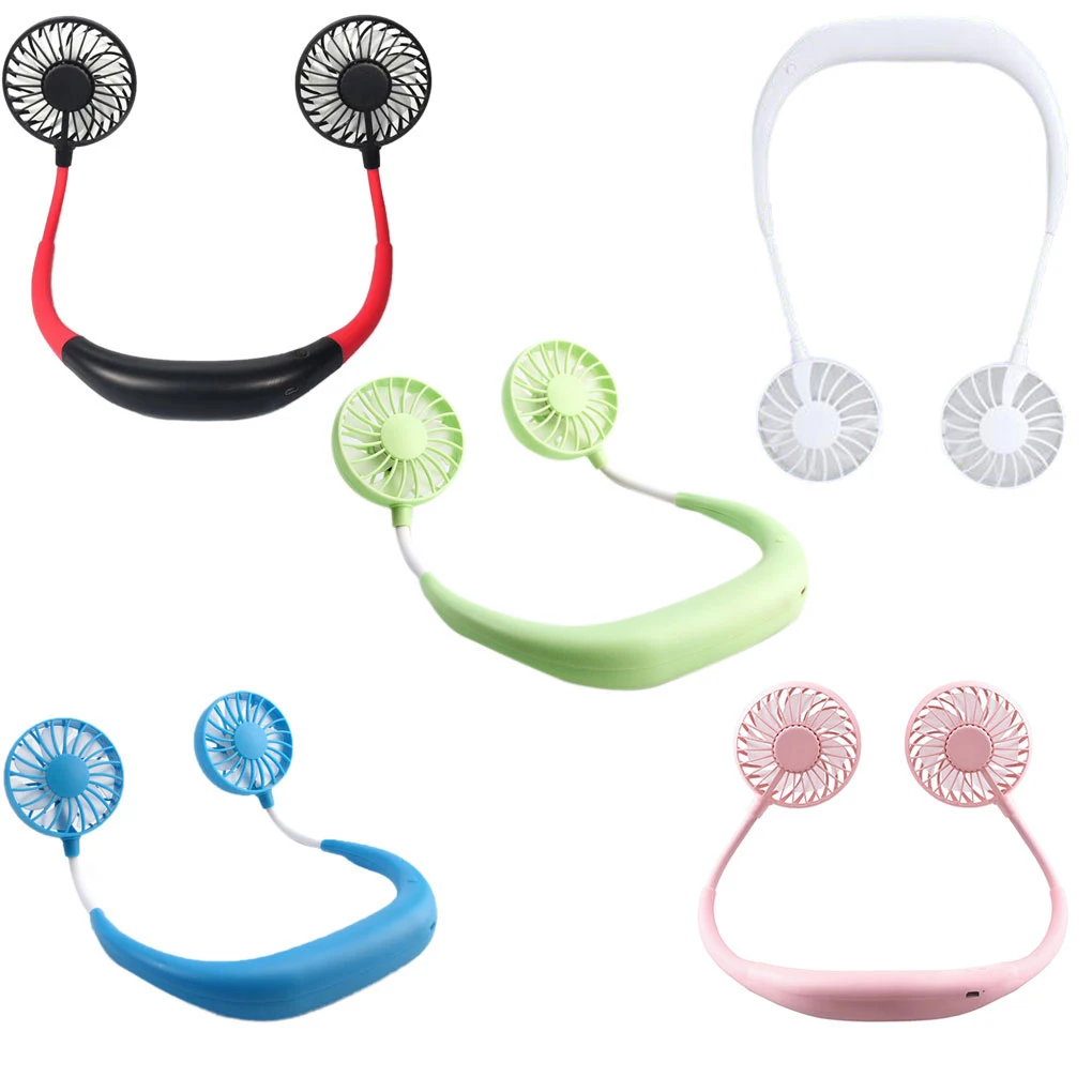 Hands Free Neck Band Air Cooler Fan Small Electric USB Air Conditioner Cooling Desk Fans Portable Mini Rechargeable Neck Fan