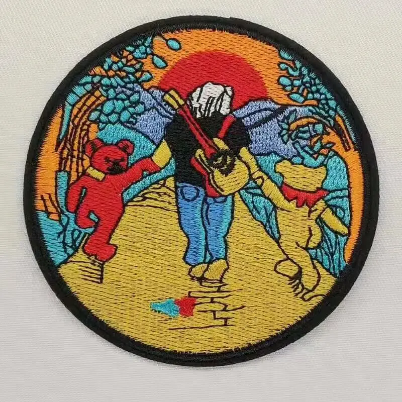 kids clothing embroidered patch adhesive iron on 3D custom embroidery patches for garment