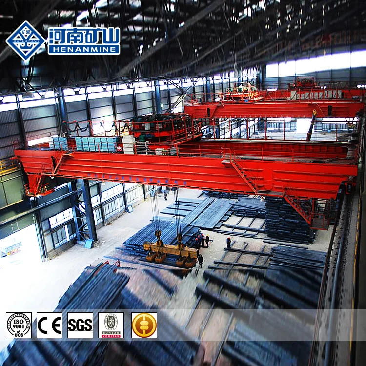 10T Double beam or girder electromagnetic traveling rail bridge crane for steel plate