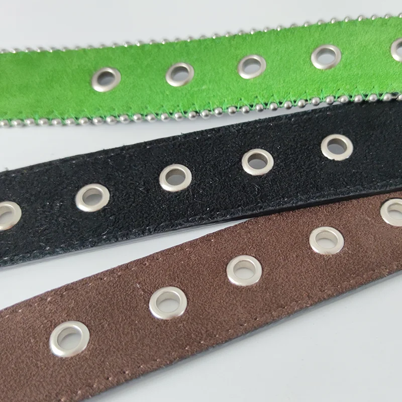 Carosung Custom Metal Eyelet Pin Buckle Genuine Leather Casual Dress Leather Belt Suede Belts Strap without Buckle