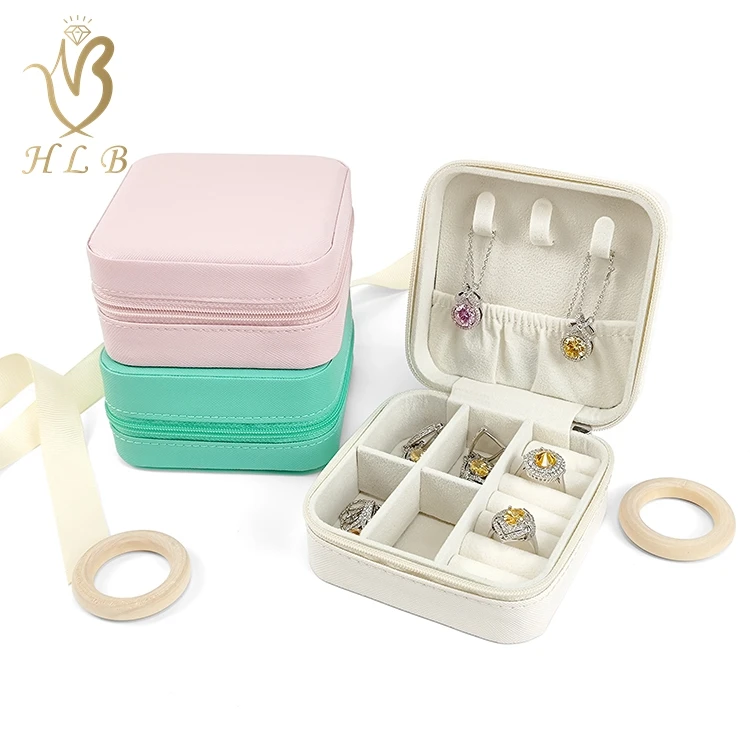 New Portable leather travel jewelry box organizer mini jewelry storage box for fashion jewelry rings
