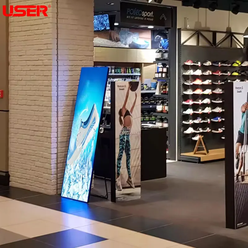 USER Shopping mall ultra thin portable p1.86 p2 p2.5 digital video advertising poster mirror screen display led poster