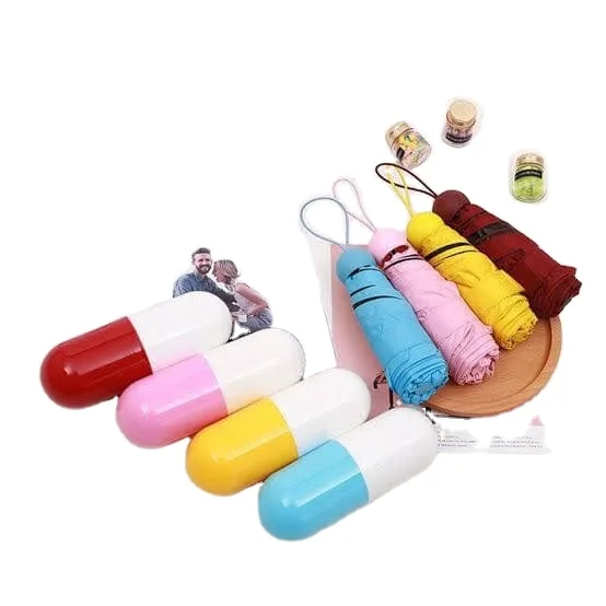 Promotion Capsule Logo Customized Super Pocket Pattern Compact Mini Umbrella with case