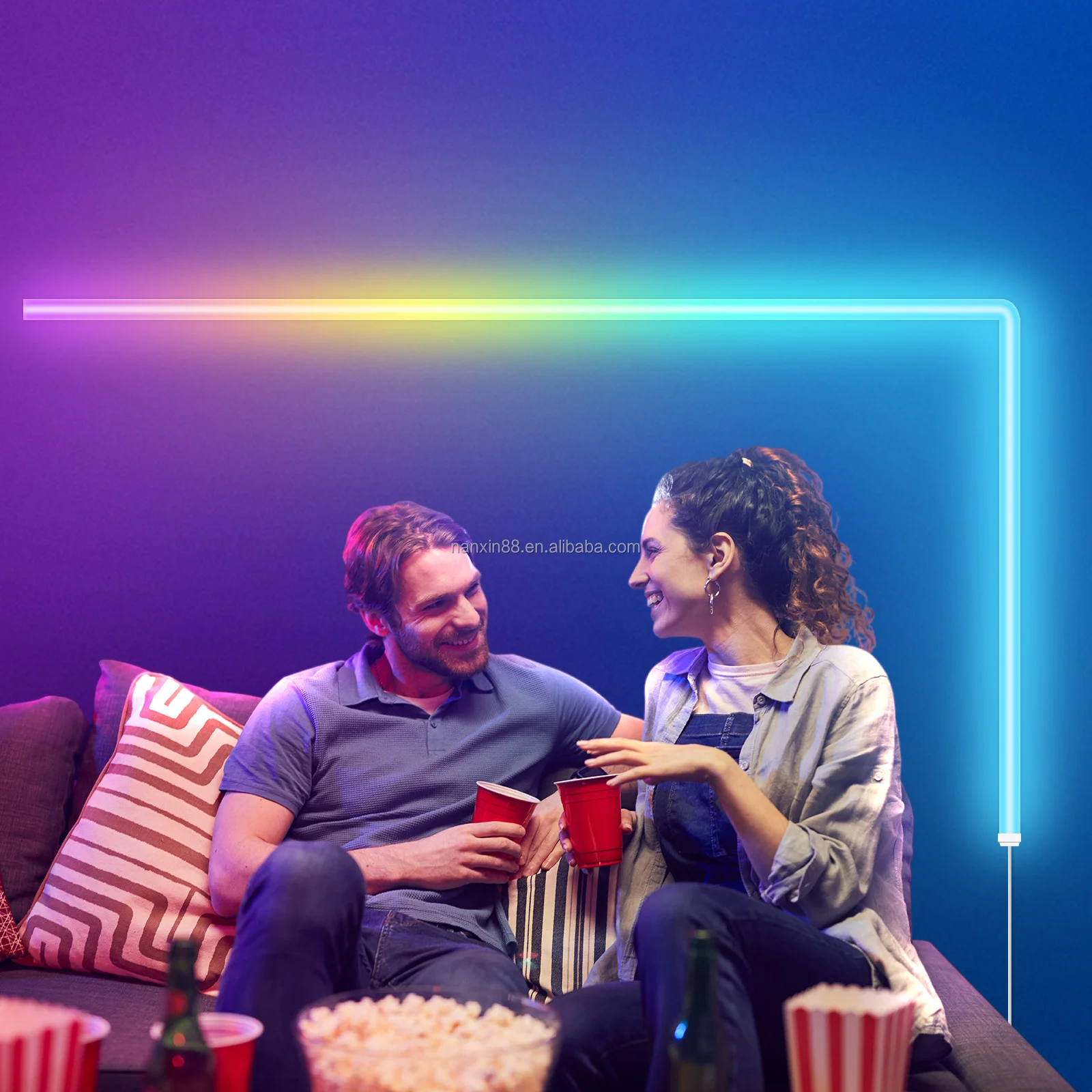 6Pcs Glide RGBIC Smart Wall Light with 4 Corners Multicolor Music Sync Smart  LED Wall Light Bar