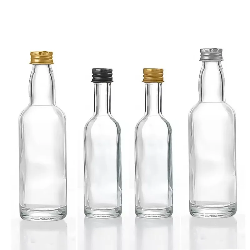 Empty 50ml Miniature Liquor Bottles Vodka Whisky Bottles With Black lid  wine whiskey small mini sample glass bottle with lid
