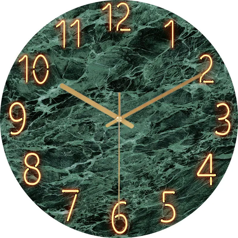 Wholesale Custom Marble Design Glass Wall Clock Printed Classic Silent Quartz Wall Watch Clocks