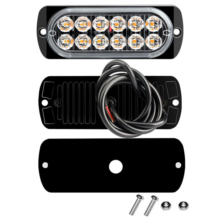 12LED High Light Truck Side Warning Light Emergency Light Amber Constant Warning Super Bright Side Warning Lamp Assembly 12V 24V