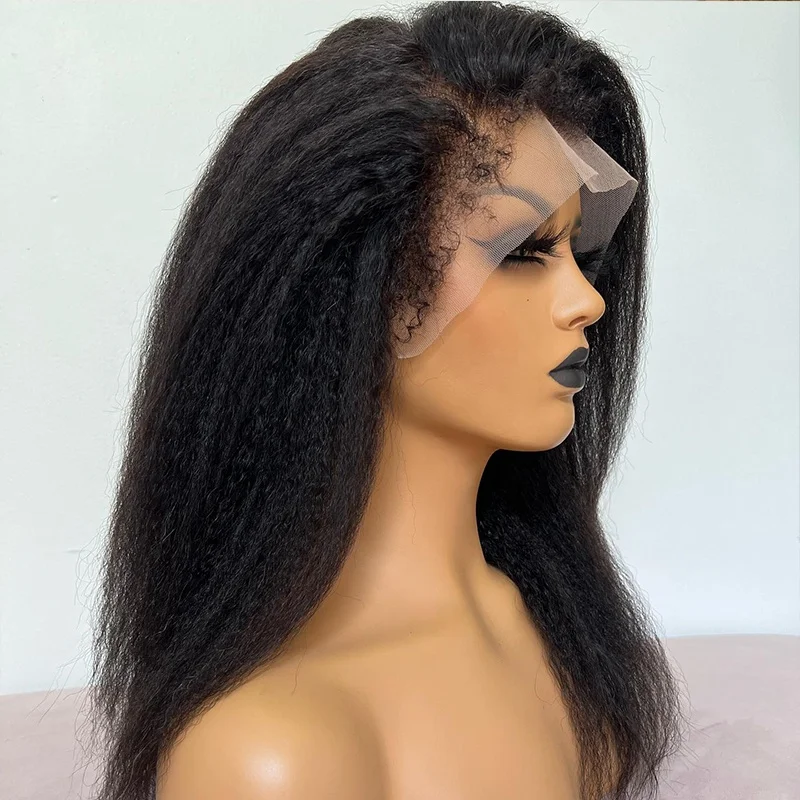 4C Edges Natural Hairline Wig Kinky Straight 13x4/13x6 HD Lace Front Human Hair Wigs With Curly Baby Hair Lace Closure Wig