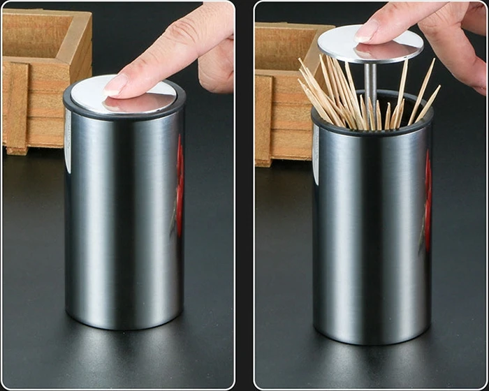 316 silver stainless steel semi-automatic toothpicks