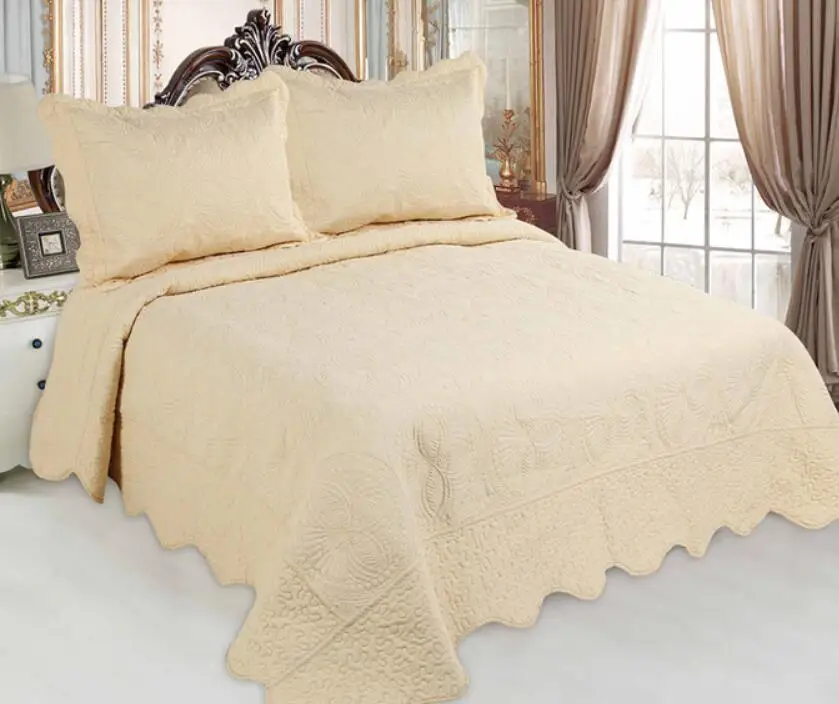 BORYARD Colcha Quilted Bedspread Set Embroidery Quilting Microfiber Bedding for Bedroom
