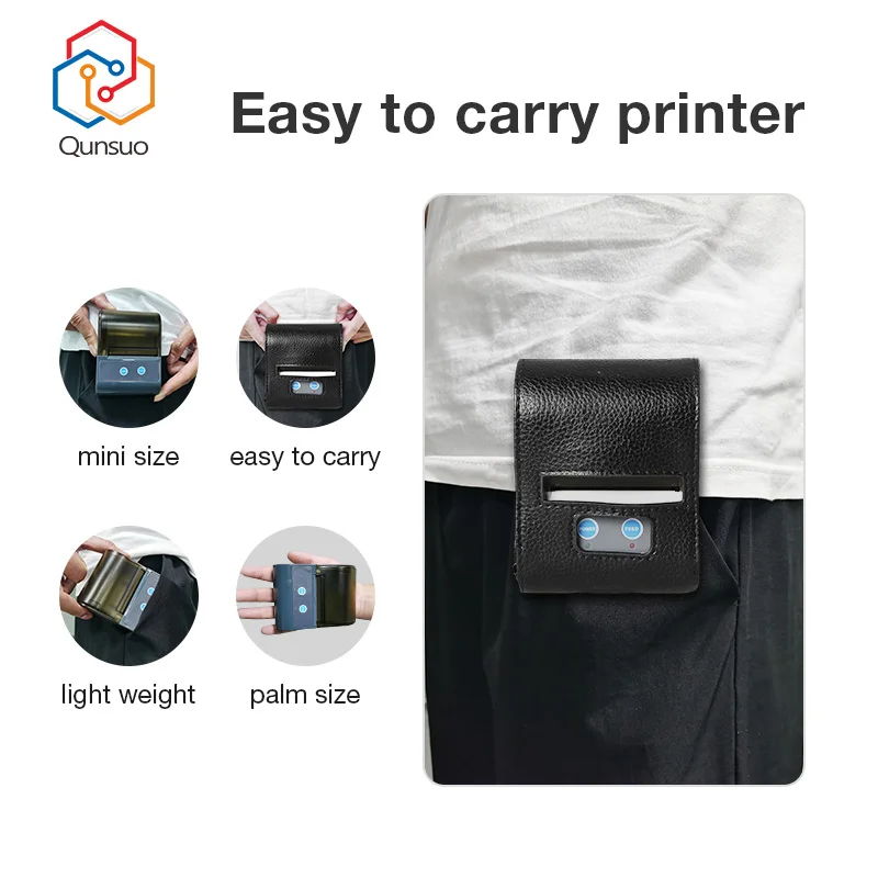 Pos58 Mini Portable Thermal Receipt Printer QS5803 Thermal Label Printer Wireless Bluetooth RS232 Pocket Printer Wholesale