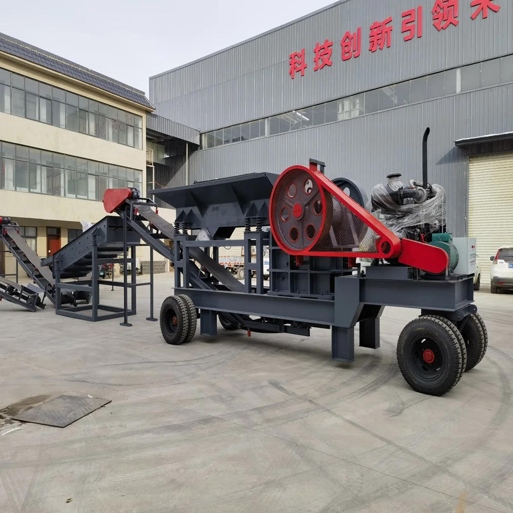 250*400 Diesel Engine Discharges Into 20 mm Jaw Crusher gold Rock Ore Cone Crusher Plant Crushing Machine