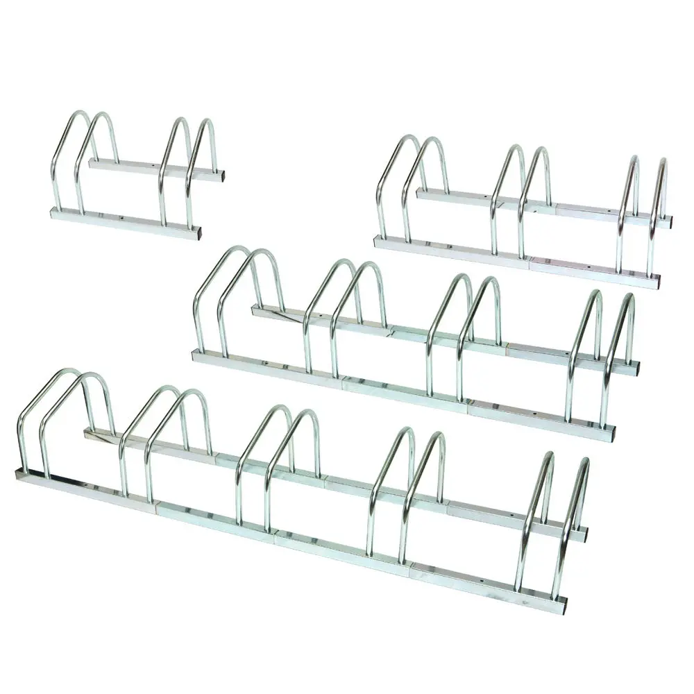 Outdoor Bike Holder Rack Metal Floor And Wall Mount Bicycle Rack Barriers Stand Sliver Bike Stand For 5 Bikes