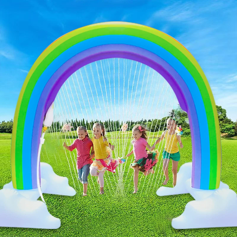 Outdoor Rainbow Sprinkler Inflatable Water Sprinkler arch Toys for Summer Backyard Water Park Kids Sprinkler Water game Toys
