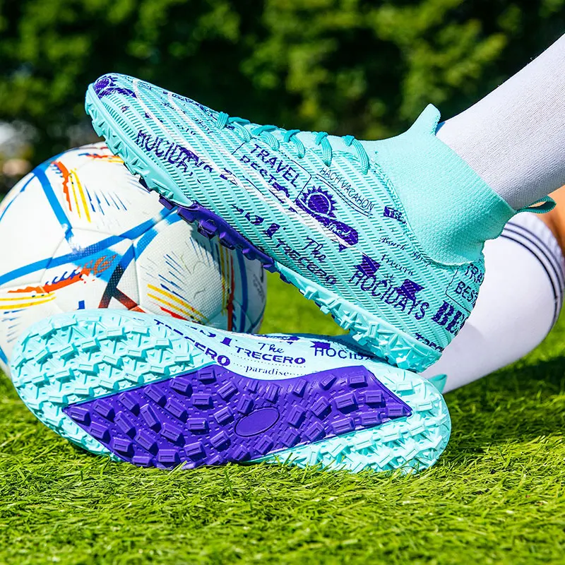 new style big size 35-47 High top long spikes football shoes men soccer boots