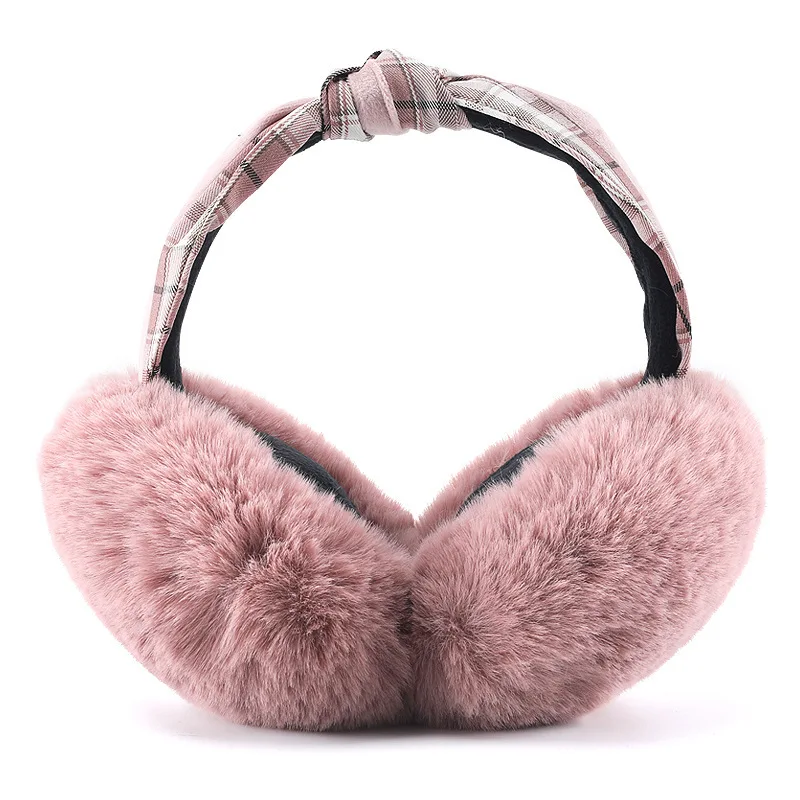 
Winter foldable hair band earmuffs Lady warm windproof memory headband decorative plush earmuffs 