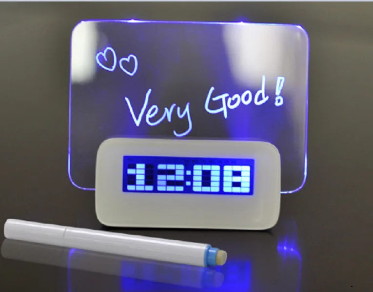 New Design 4 USB Port Hub Kids Diy Bedside Night Digital Alarm Clock with Message Board