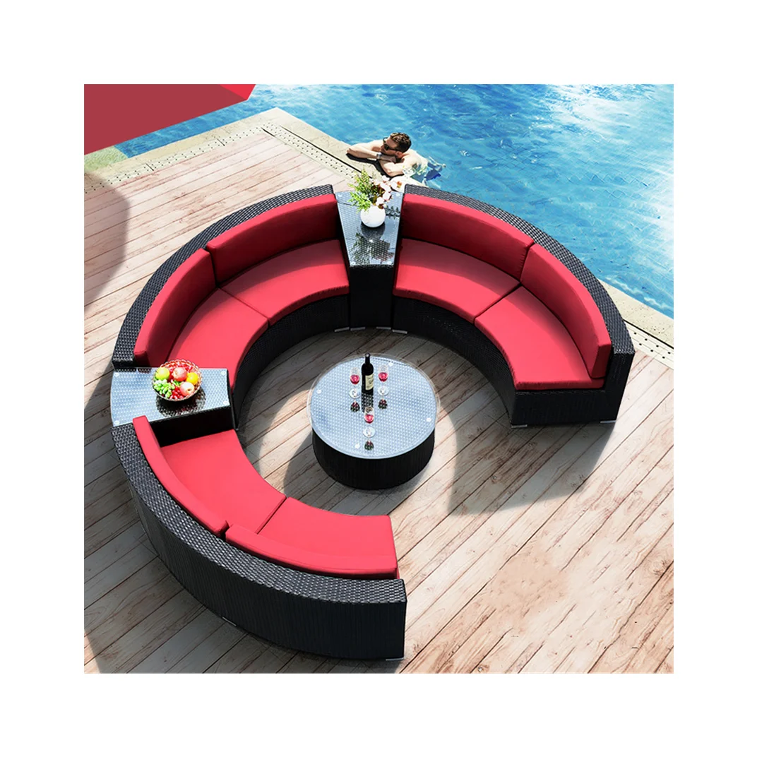CBMmart Hot Sold Round Garden Sofa Outdoor Furniture PE Rattan Outdoor Furniture Patio St Garden Sofa